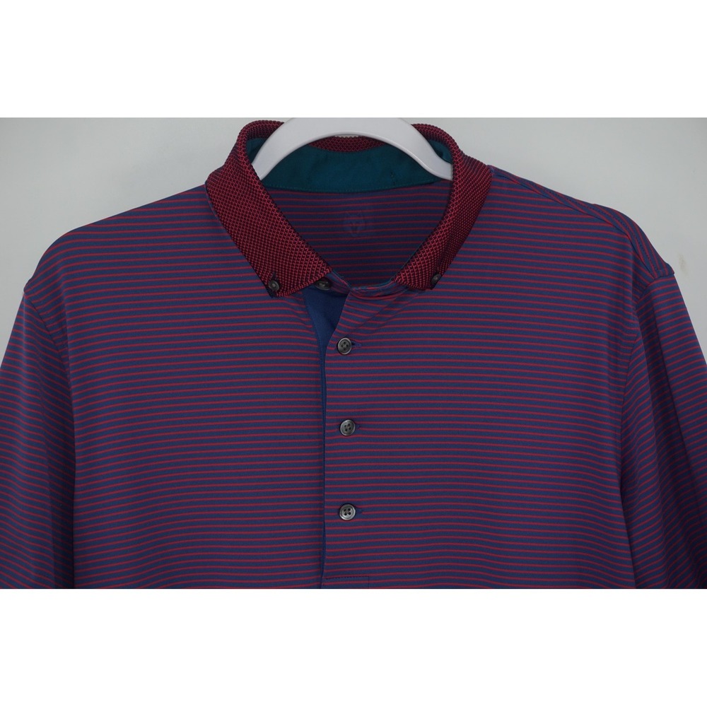 Greyson Polo Shirt Blue Striped Button Down Collar Golf Performance Men's M